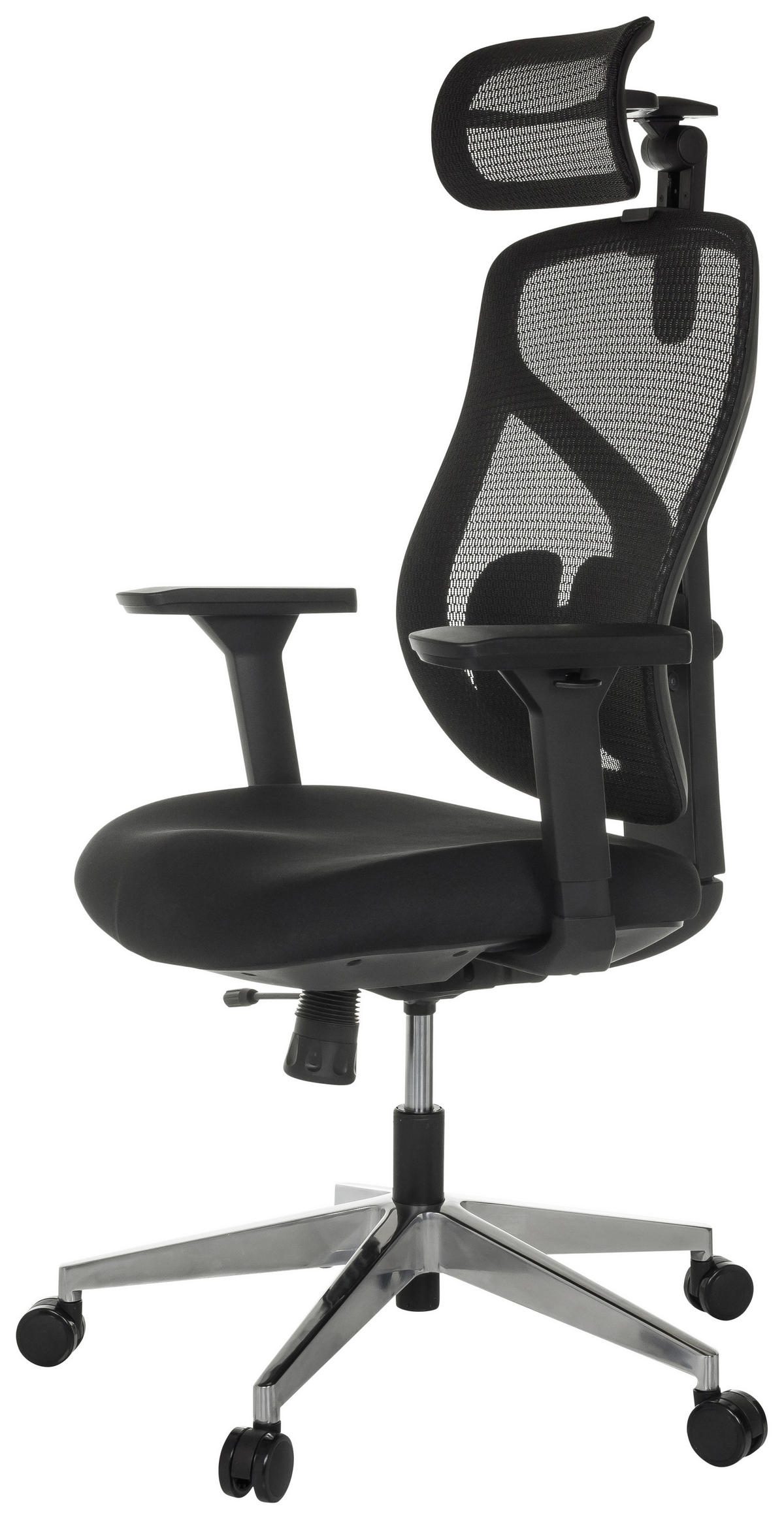 SNURRSTOL  i svart  - silver/svart, Modern, metall/textil (70/123 - 146/65cm) - MID.YOU
