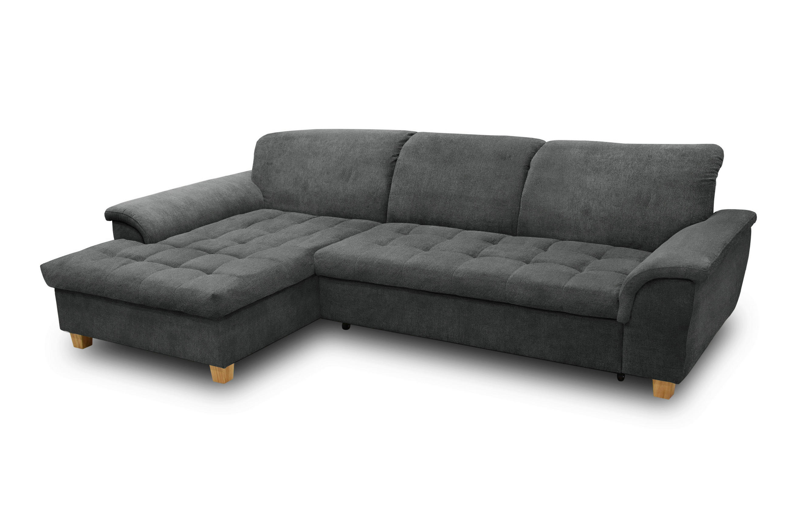 ECKSOFA Dunkelgrau Mikrofaser  - Eichefarben/Dunkelgrau, KONVENTIONELL, Holz/Textil (162/279cm) - MID.YOU
