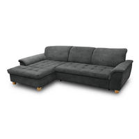 ECKSOFA Dunkelgrau Mikrofaser  - Eichefarben/Dunkelgrau, KONVENTIONELL, Holz/Textil (162/279cm) - MID.YOU
