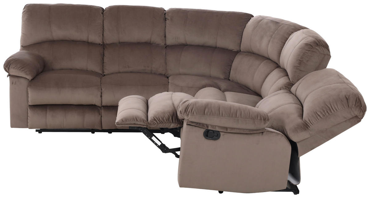 ECKSOFA Eckteil  Braun Samt  - Schwarz/Braun, KONVENTIONELL, Kunststoff/Textil (253/100/253cm) - P & B