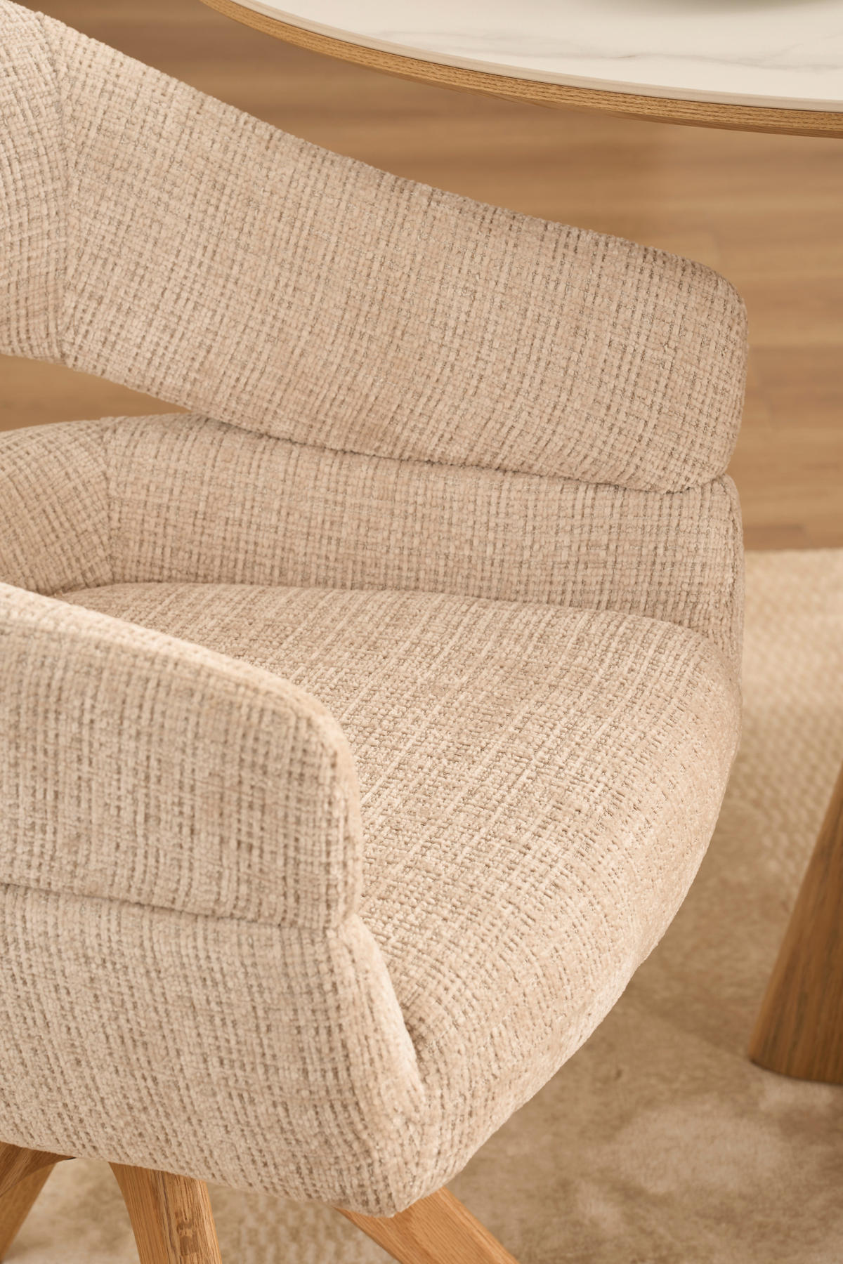 ARMLEHNSTUHL in Holz, Textil Eichefarben, Beige  - Eichefarben/Beige, MODERN, Holz/Textil (58/85/62cm) - Livetastic