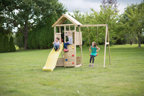 SPIELTURM 270/270/280 cm  - Gelb/Naturfarben, KONVENTIONELL, Holz (270/270/280cm) - Ambia Garden