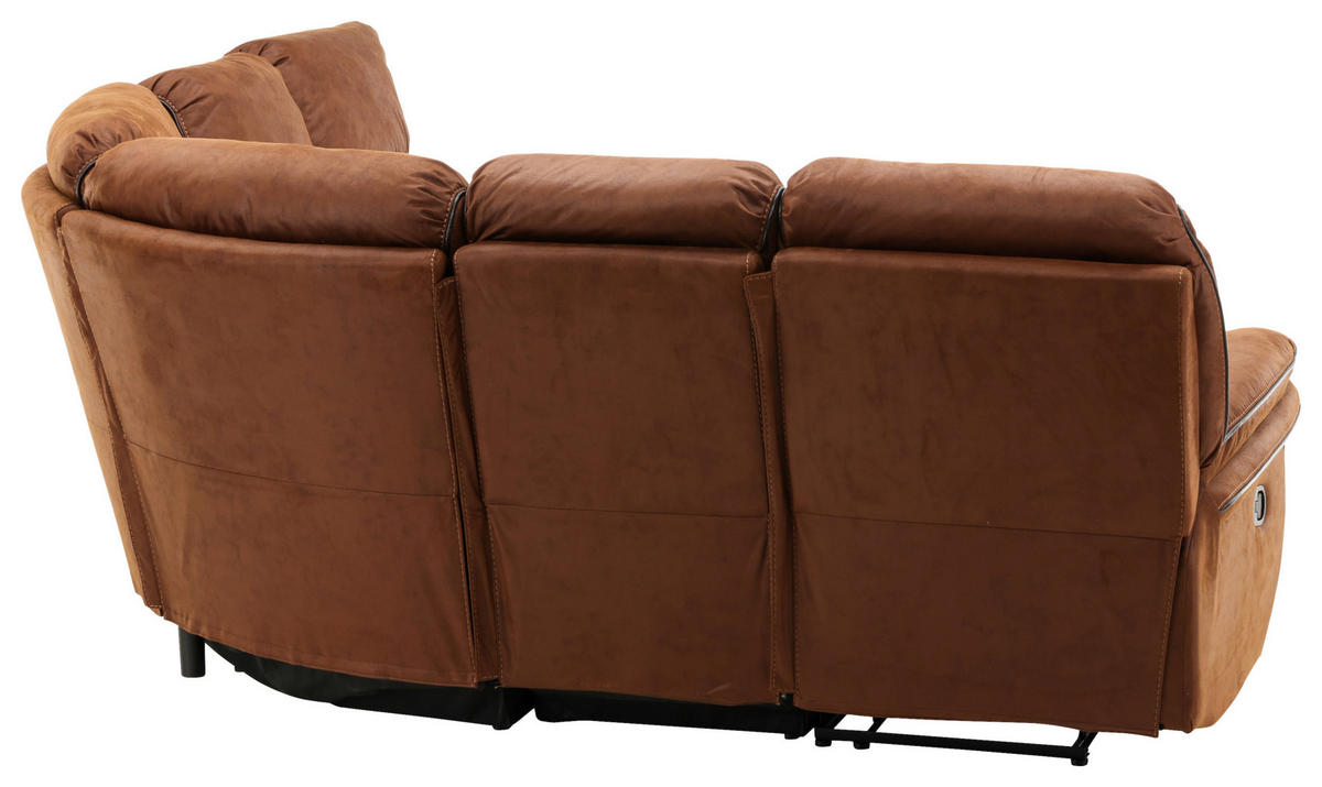 ECKSOFA Braun, Schwarz Lederlook (vegan)  - Schwarz/Braun, Design, Textil (169/169cm) - Livetastic