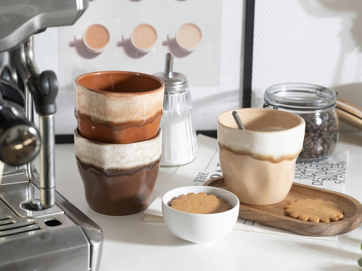 TASSENSET Squeezy Mocha Mousse 4-teilig  - Schlammfarben/Creme, Basics, Keramik (10/9cm) - Creatable