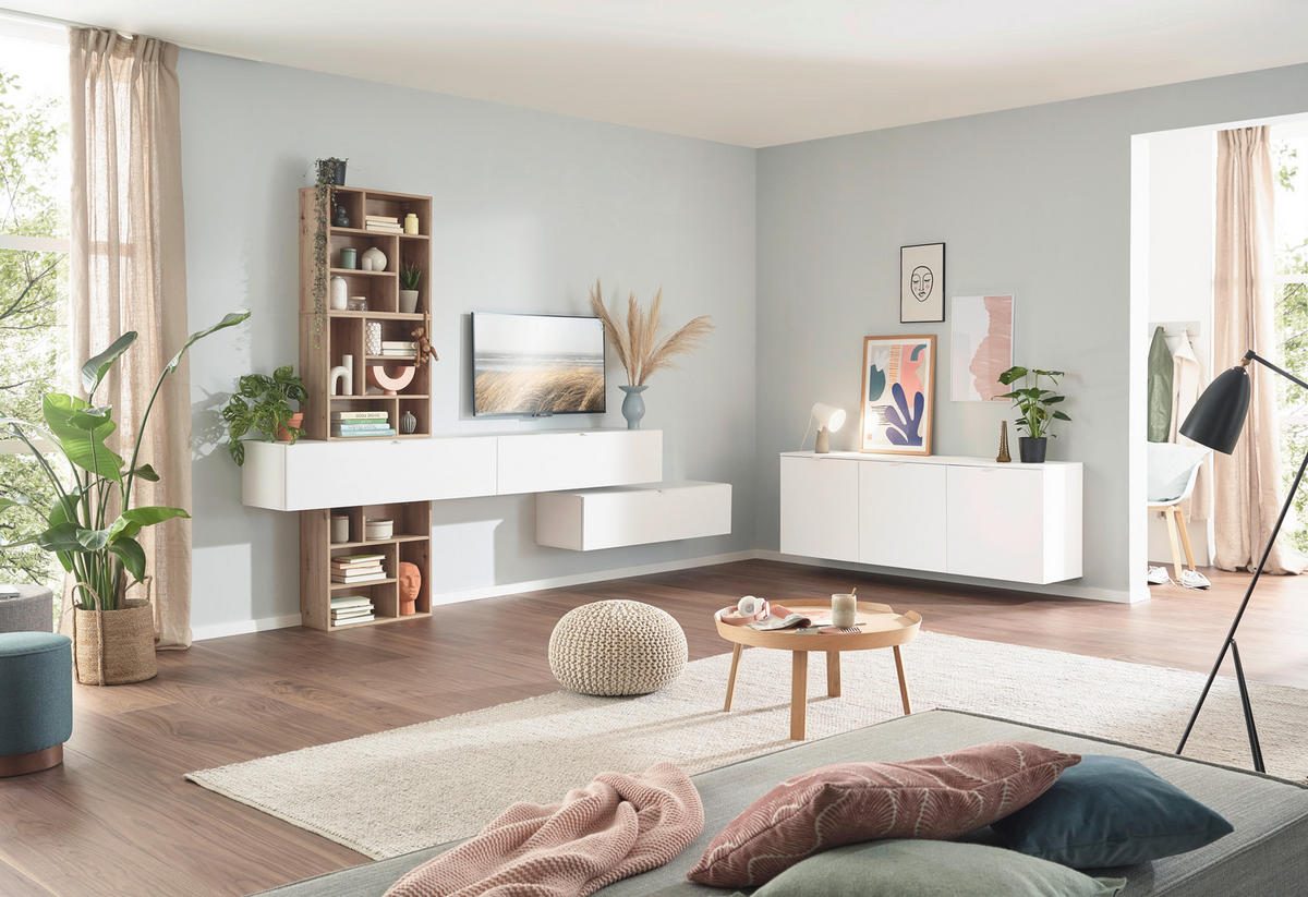 TV-ELEMENT Holzwerkstoff Weiß  - Schwarz/Weiß, Design, Holzwerkstoff/Kunststoff (120/31/40cm) - Ti'me