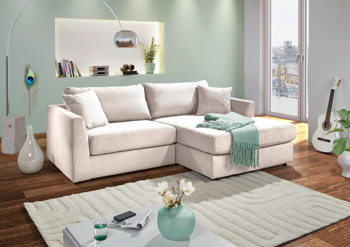 ECKSOFA Naturfarben Cord  - Schwarz/Naturfarben, KONVENTIONELL, Kunststoff/Textil (234/170cm) - Carryhome