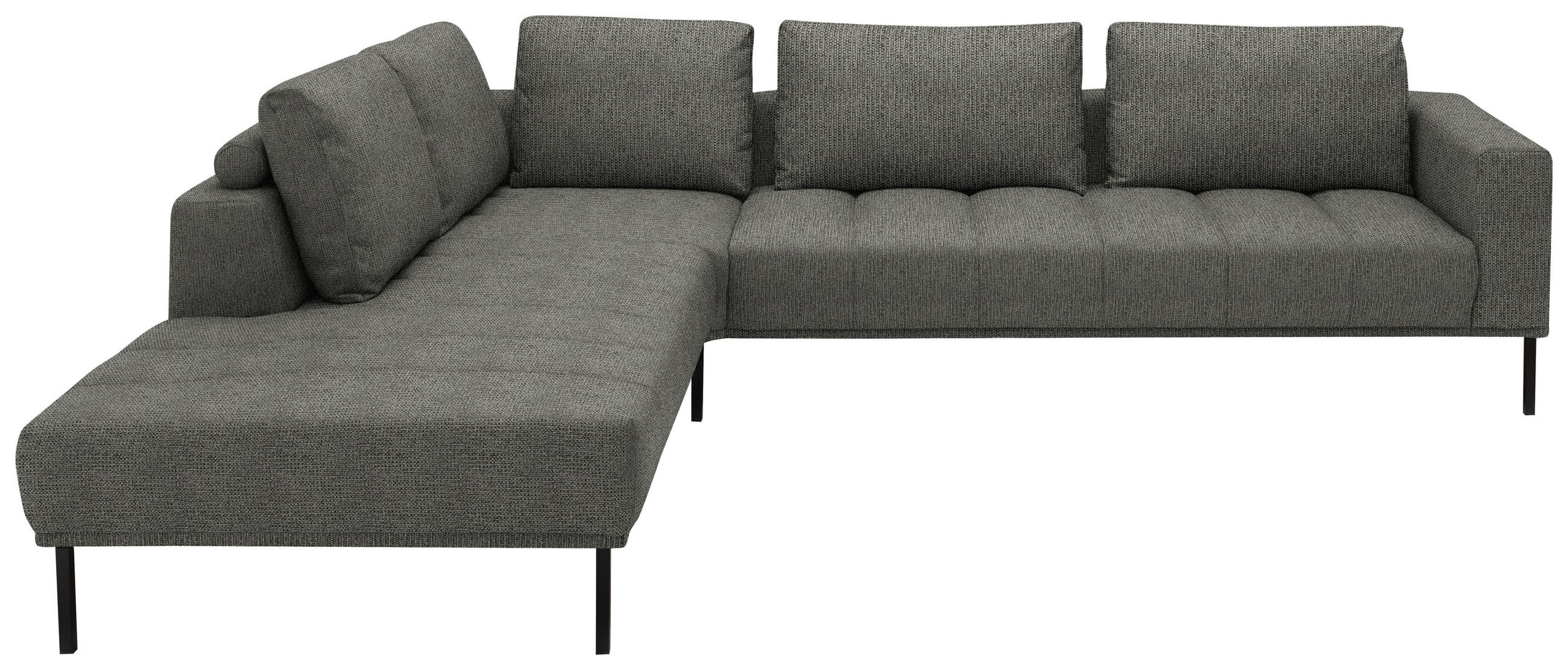 ECKSOFA  in Flachgewebe Graubraun  270/308 cm  - Graubraun/Schwarz, Design, Textil/Metall (270/308cm) - Pure Home Lifestyle