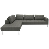 ECKSOFA  in Flachgewebe Graubraun  270/308 cm  - Graubraun/Schwarz, Design, Textil/Metall (270/308cm) - Pure Home Lifestyle