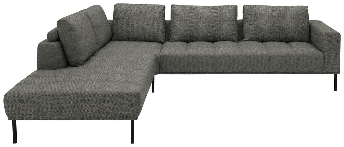 ECKSOFA  in Flachgewebe Graubraun  270/308 cm  - Graubraun/Schwarz, Design, Textil/Metall (270/308cm) - Pure Home Lifestyle