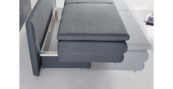 SCHLAFSOFA Webstoff Grau, Türkis - Türkis/Chromfarben, Design, Textil/Metall (194/96/86cm) - Novel