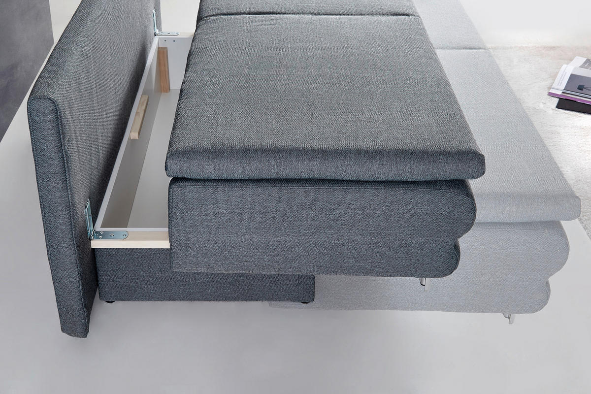 SCHLAFSOFA in Webstoff Grau, Türkis  - Türkis/Chromfarben, Design, Textil/Metall (194/96/86cm) - Novel