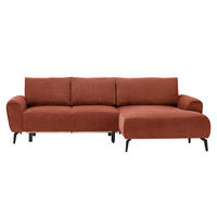 ECKSOFA in Webstoff Dunkelorange  - Dunkelorange/Schwarz, Design, Textil/Metall (272/170cm) - Welnova