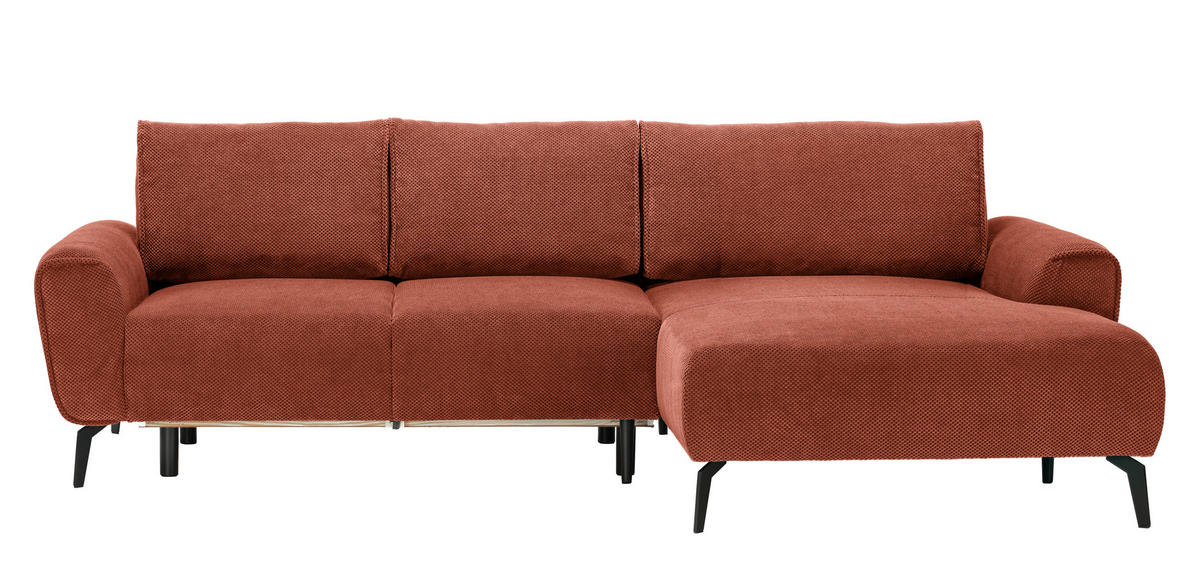 ECKSOFA in Webstoff Dunkelorange  - Dunkelorange/Schwarz, Design, Textil/Metall (272/170cm) - Welnova