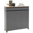SCHUHSCHRANK Balkeneiche furniert Grau, Eichefarben  - Eichefarben/Anthrazit, Design, Holz/Holzwerkstoff (125/126/37cm) - Dieter Knoll
