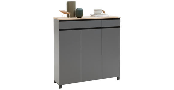 SCHUHSCHRANK Balkeneiche furniert Grau, Eichefarben  - Eichefarben/Anthrazit, Design, Holz/Holzwerkstoff (125/126/37cm) - Dieter Knoll