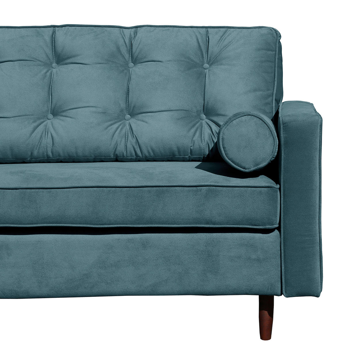 ECKSOFA VANCOUVER Dunkelblau Mikrofaser Zierkissen, Rückenkissen  - Braun/Dunkelblau, Design, Holz/Textil (169/240cm) - P & B