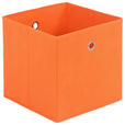 FALTBOX 2er Set Metall, Textil, Karton Orange, Silberfarben  - Silberfarben/Orange, Design, Karton/Textil (32/32/32cm) - Carryhome