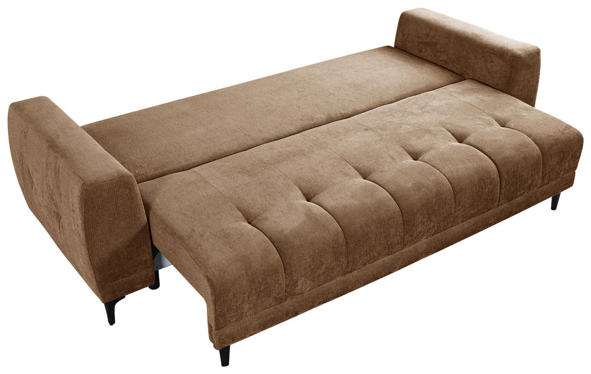 SCHLAFSOFA  mit Bettkasten erhältlich, Bettfunktion erhältlich Struktur Braun  - Schwarz/Braun, Design, Holz/Textil (247/94/90cm) - MID.YOU