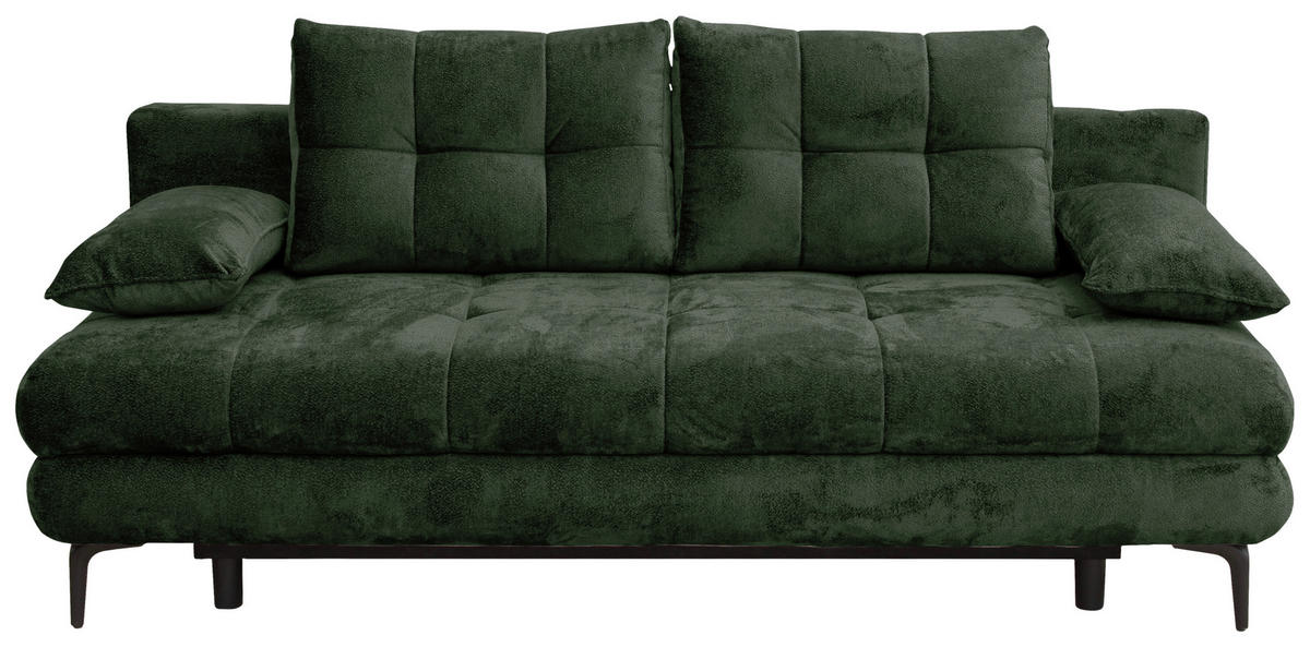 SCHLAFSOFA Chenille Dunkelgrün  - Dunkelgrün/Schwarz, KONVENTIONELL, Textil/Metall (203/94/96cm) - Carryhome