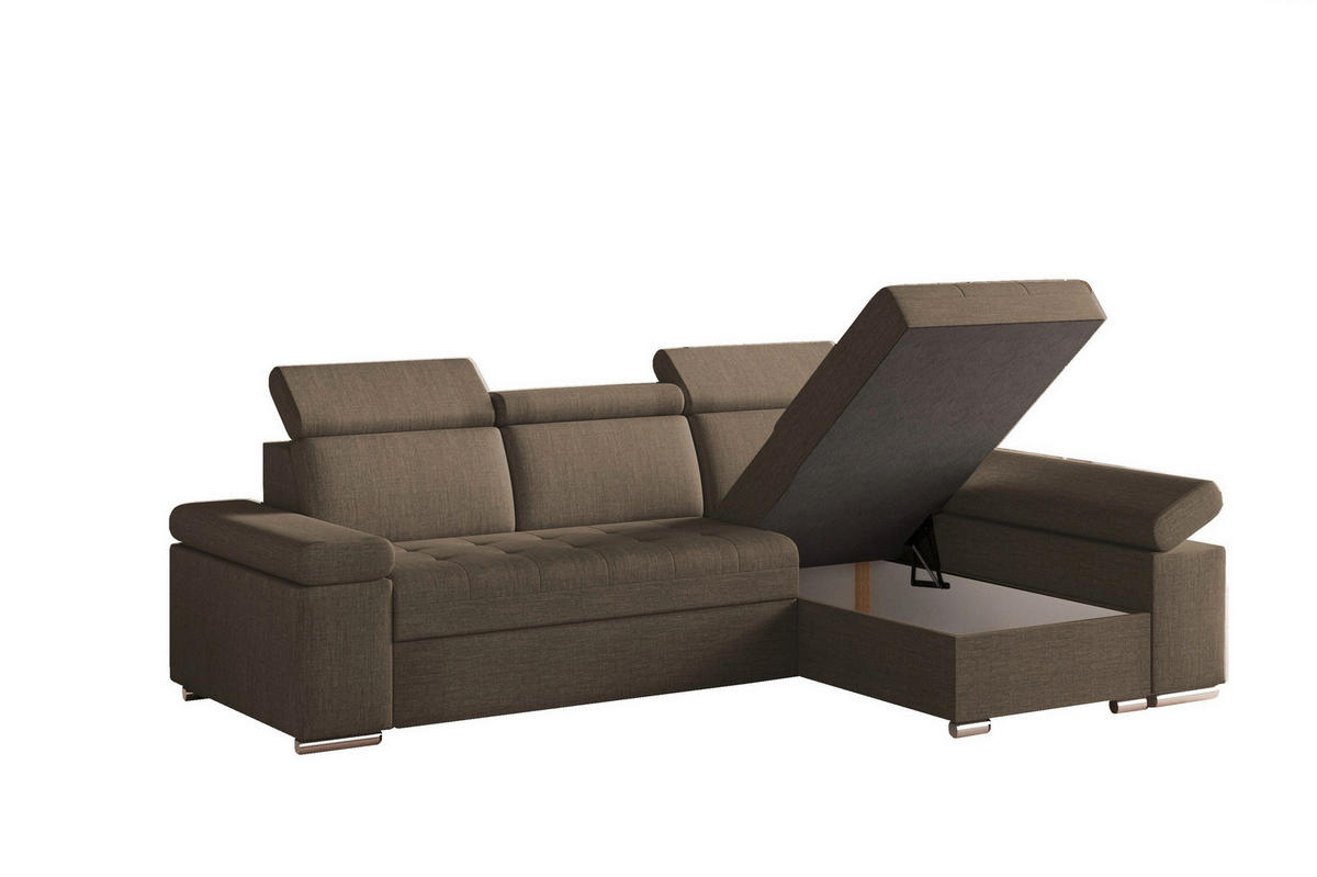 ECKSOFA TORONTO in Webstoff Braun  - Silberfarben/Braun, Design, Kunststoff/Textil (260/168cm) - MID.YOU
