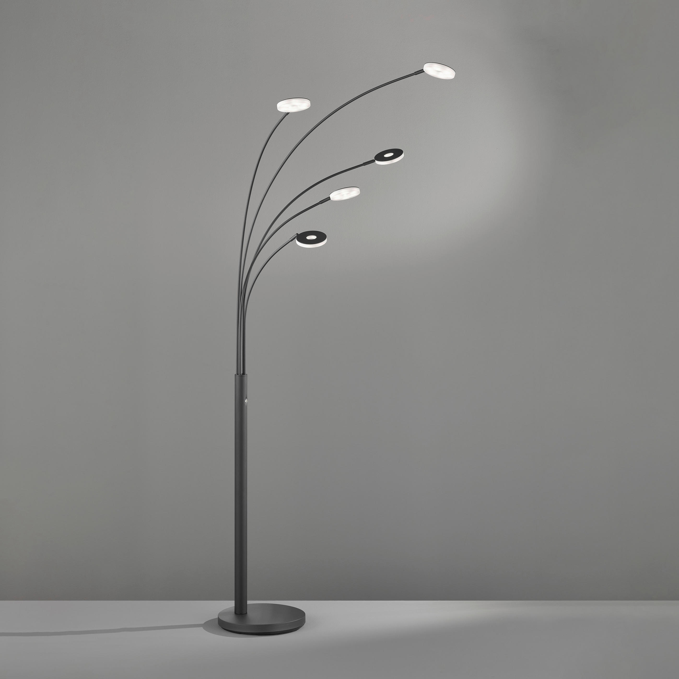 LED-STEHLEUCHTE  79/225 cm   - Schwarz, Design, Glas/Metall (79/225cm) - Fischer & Honsel
