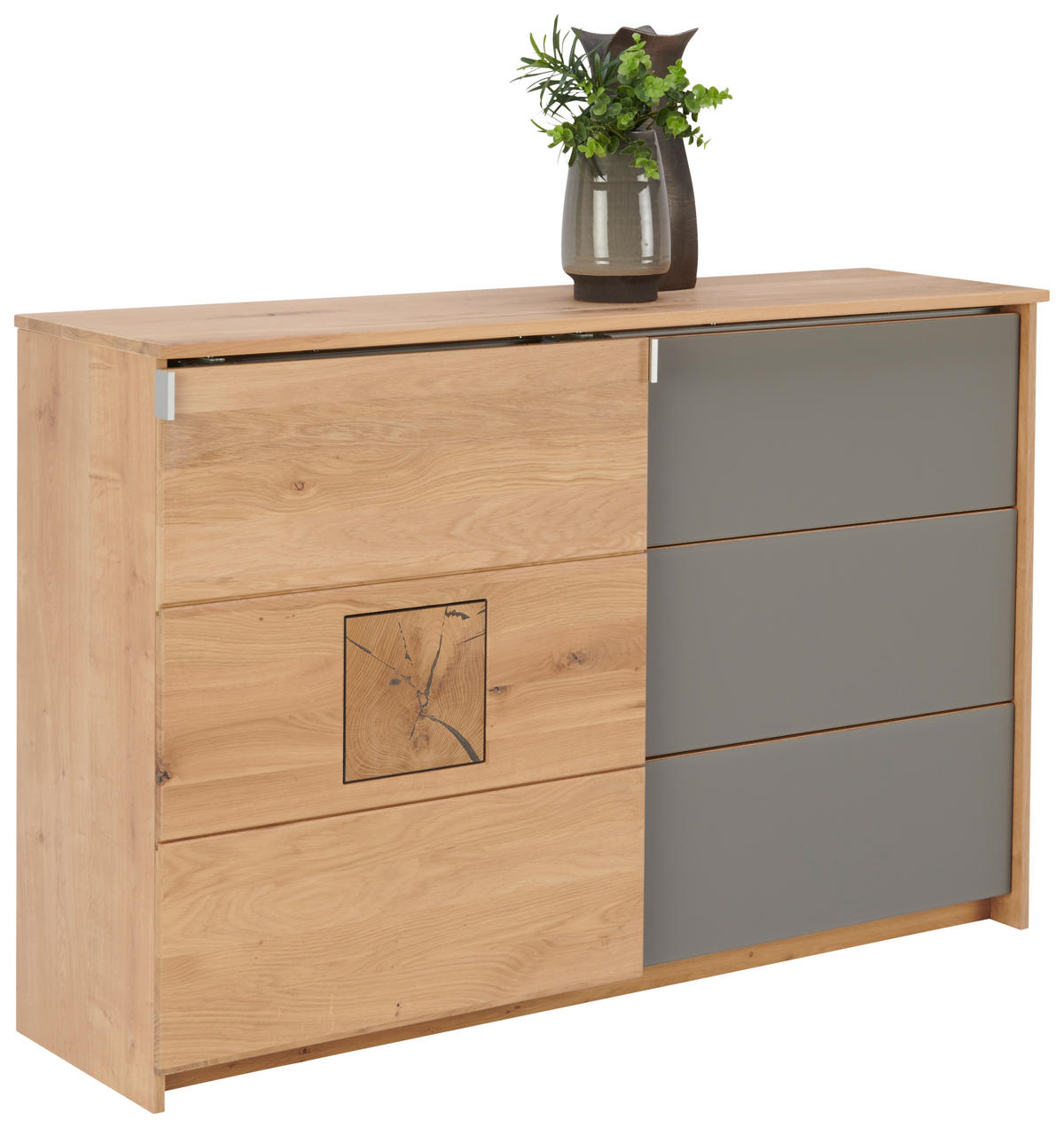 KOMMODE  in 137/90/40 cm  - Taupe/Eichefarben, Natur, Glas/Holz (137/90/40cm) - Linea Natura