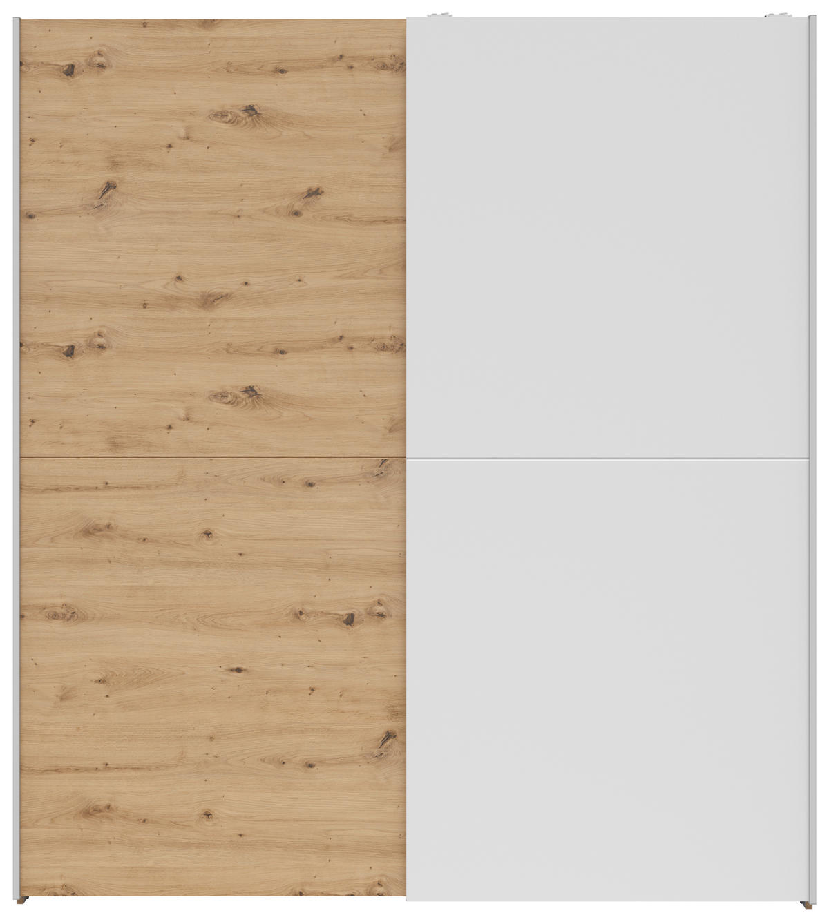 SCHWEBETÜRENSCHRANK 170/191/59 cm 2-türig Weiß, Eichefarben, Eiche Artisan  - Eichefarben/Silberfarben, Basics, Holzwerkstoff/Kunststoff (170/191/59cm) - Boxxx