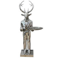 OKRASNI SEVERNI JELEN - srebrne barve, Trendi, umetna masa (39/97/36cm) - Ambia Home