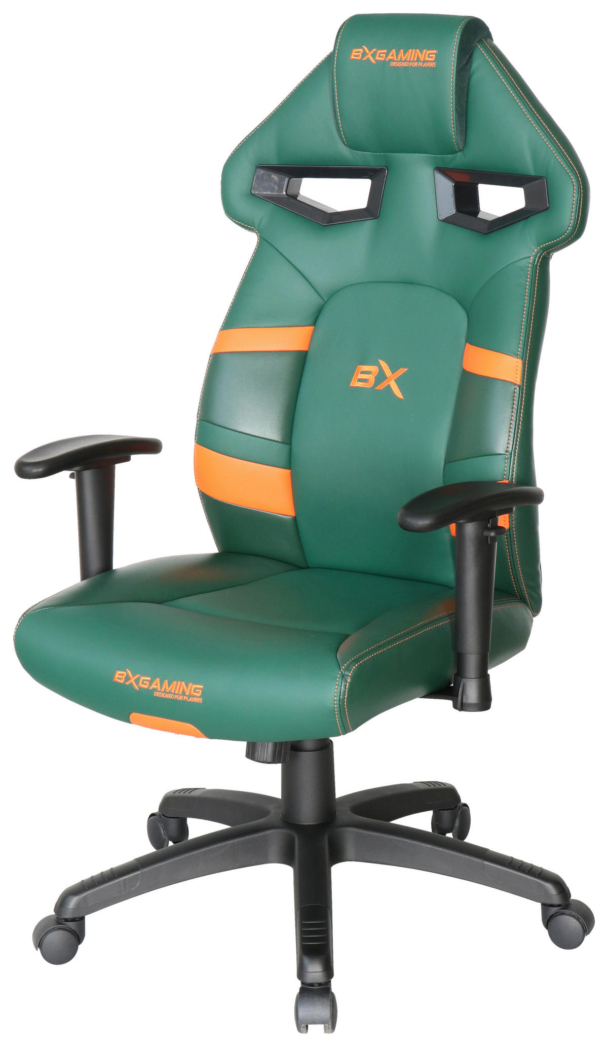 GAMINGSTUHL Grün, Orange, Schwarz Metall, Kunststoff   - Schwarz/Orange, Design, Kunststoff/Metall (72/117,5-126/71cm) - BX Gaming