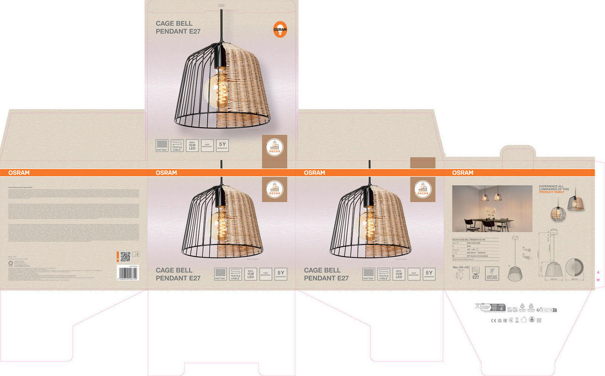 HÄNGELEUCHTE 26/126,5 cm  - Basics, Holz/Metall (26/126,5cm) - Osram