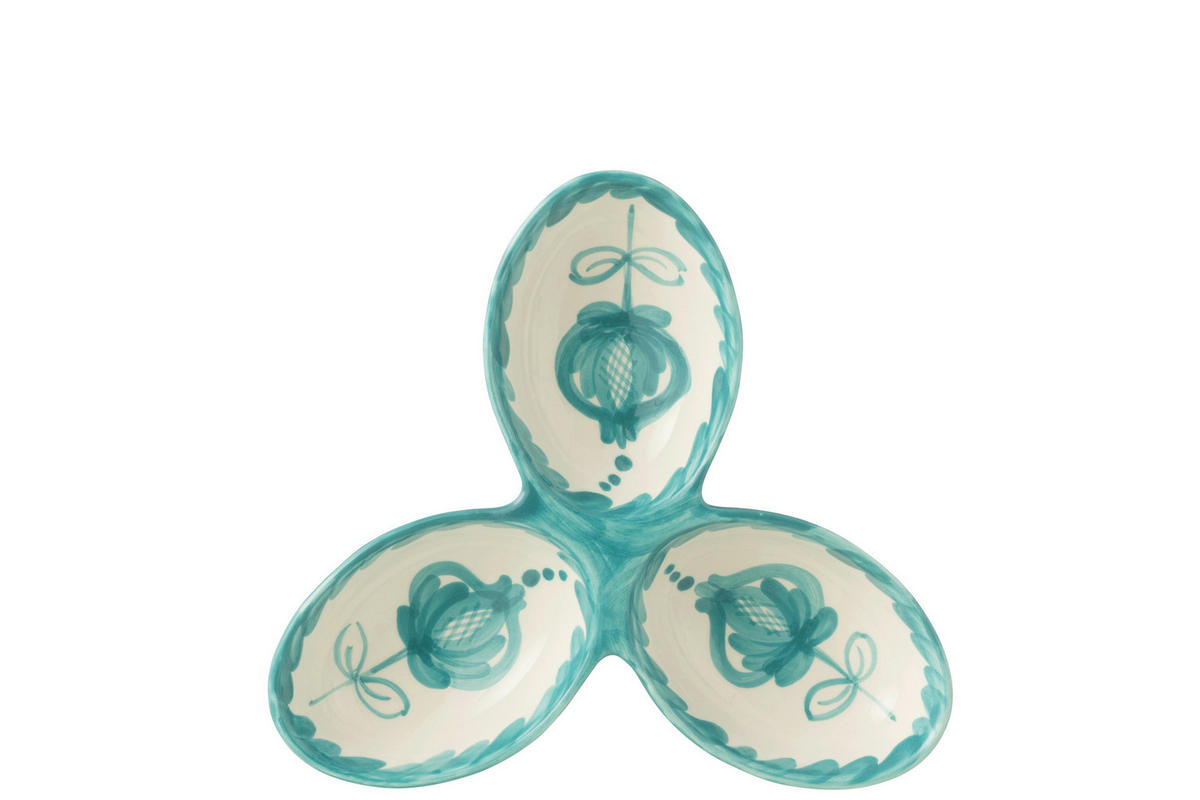 DIPSCHALE  - Türkis/Weiss, Basics, Keramik (24/24/4cm)