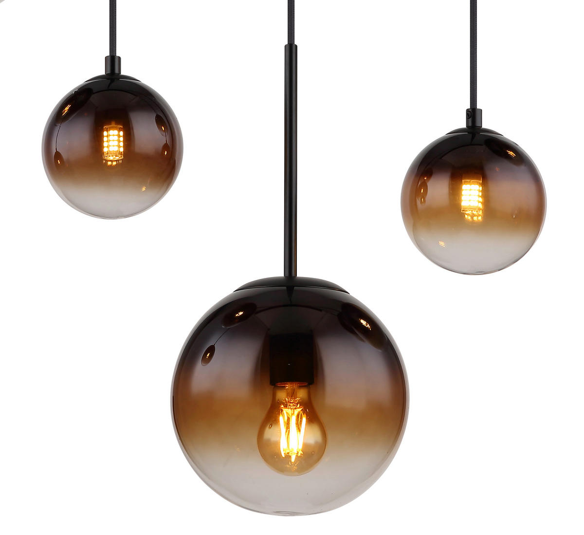 HÄNGELEUCHTE 91/20/117 cm    - Klar/Schwarz, Design, Glas/Metall (91/20/117cm) - Globo