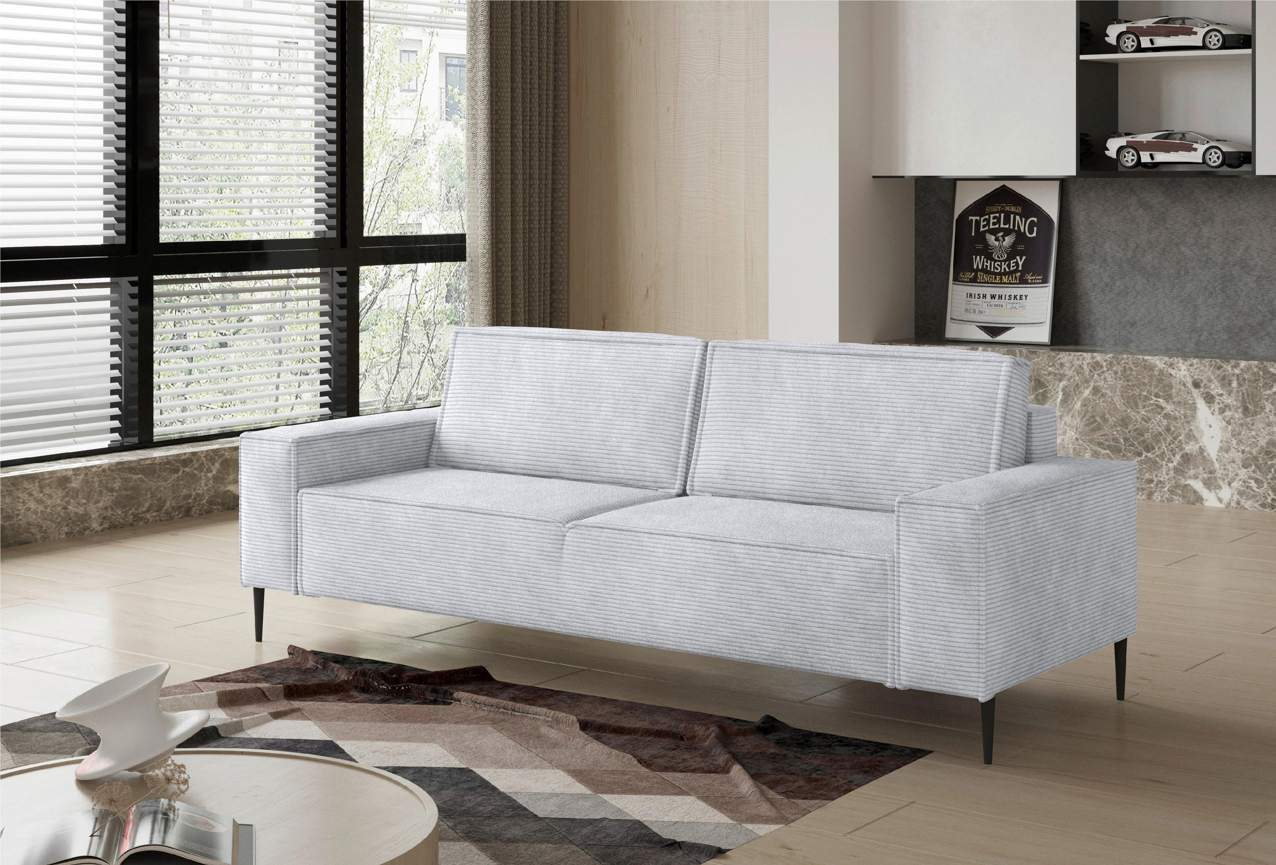 SCHLAFSOFA in Webstoff Silberfarben  - Silberfarben/Schwarz, Design, Textil/Metall (240/89/103cm) - Ti'me