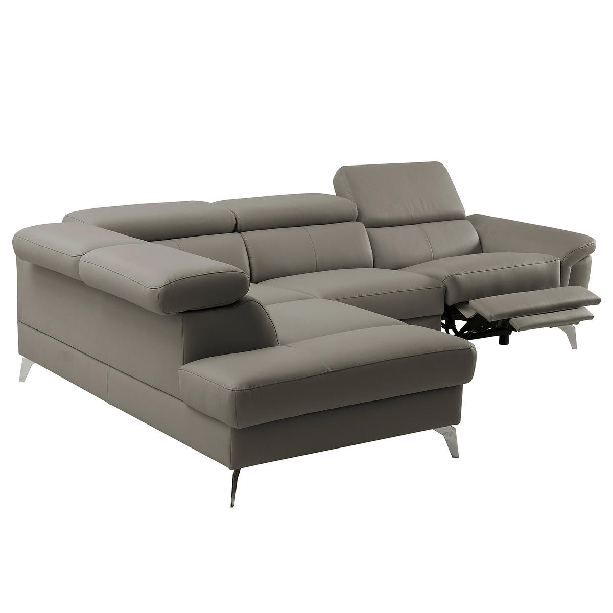 ECKSOFA  in Lederlook Echtleder Schlammfarben  210/265 cm  - Chromfarben/Schlammfarben, Design, Leder/Textil (210/265cm) - Livetastic