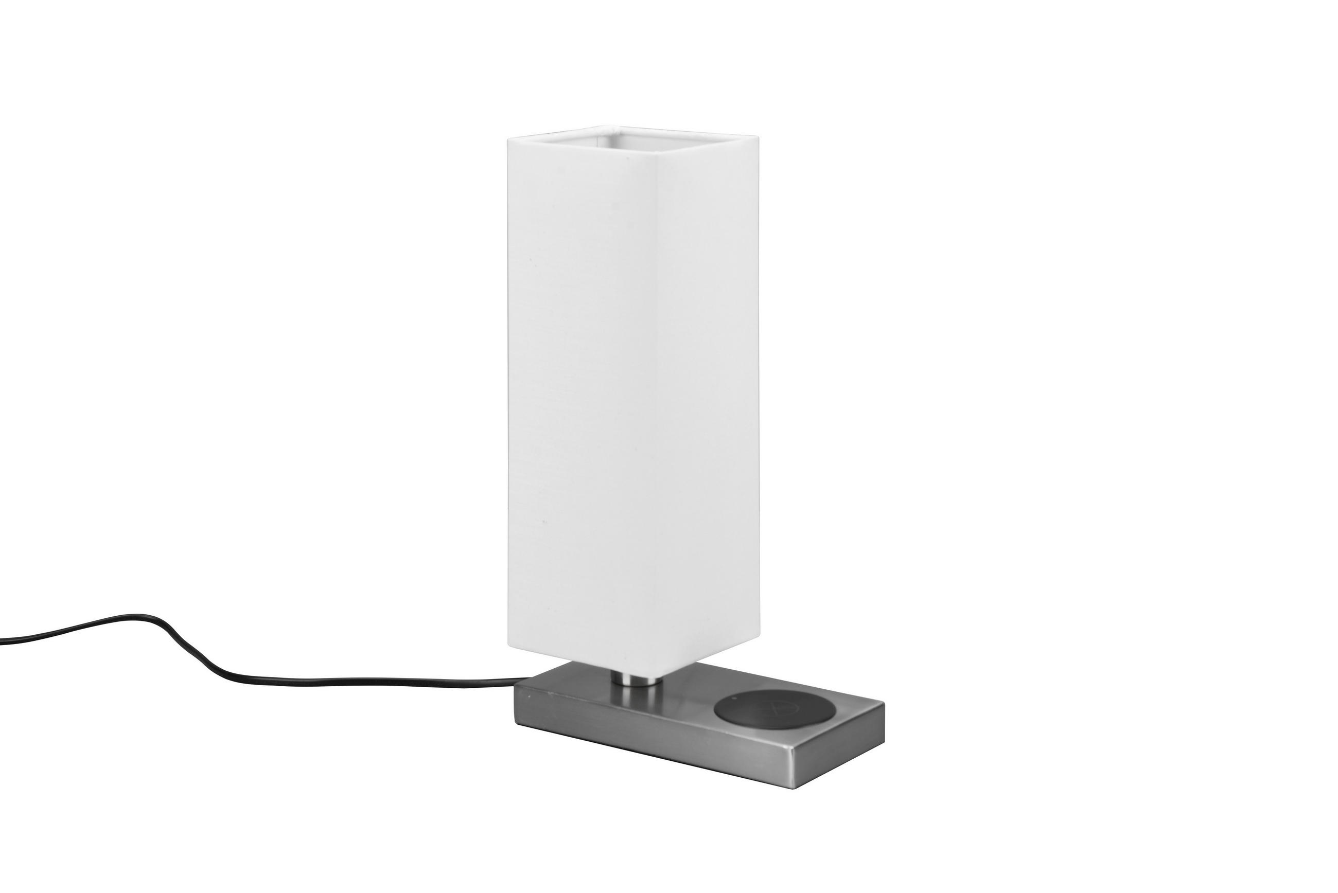 TISCHLEUCHTE 10/20/35 cm   - Weiß/Nickelfarben, Basics, Textil/Metall (10/20/35cm)