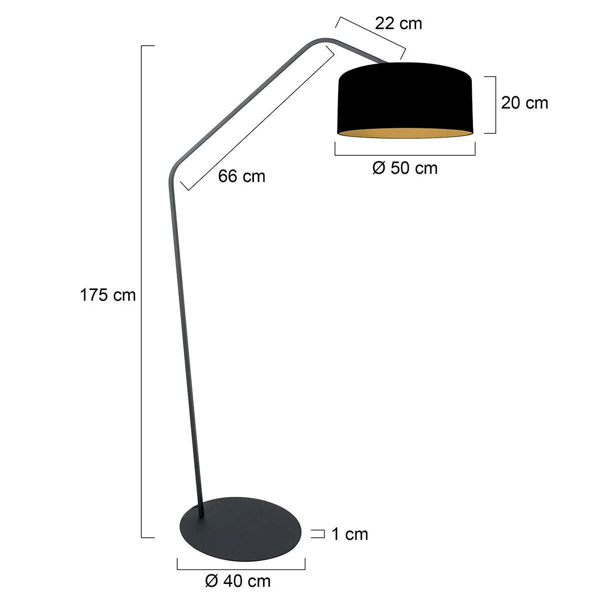STEHLEUCHTE - Schwarz, Trend, Textil/Metall (50/173/70cm)