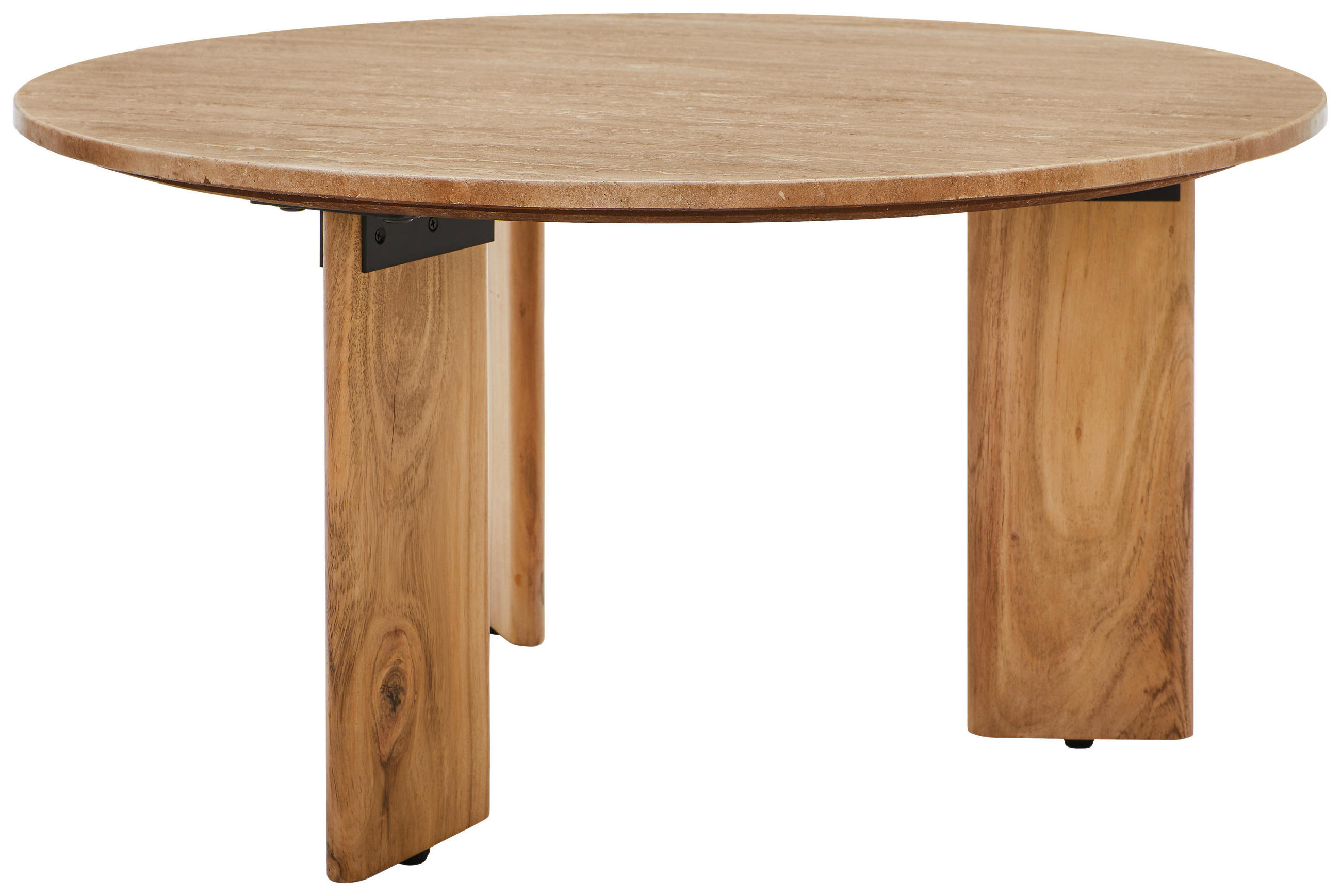 COUCHTISCH Akazie vollmassiv rund Akaziefarben, Beige  - Beige/Akaziefarben, Design, Holz/Stein (80/40/80cm) - Livetastic