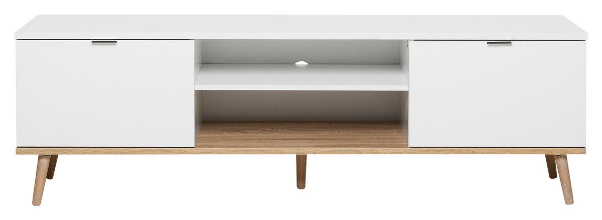 TV-ELEMENT bela, hrast sonoma  - barve hrasta/bela, Konvencionalno, kovina/leseni material (160/50/40cm) - MID.YOU