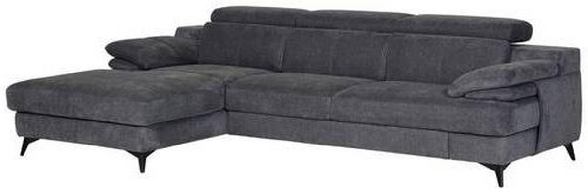 ECKSOFA in Chenille Dunkelgrau   - Dunkelgrau/Schwarz, Design, Textil/Metall (291/80-98/178cm) - Livetastic