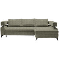 ECKSOFA Chenille Olivgrün  - Schwarz/Olivgrün, Konventionell, Textil/Metall (265/184cm) - Hom`in