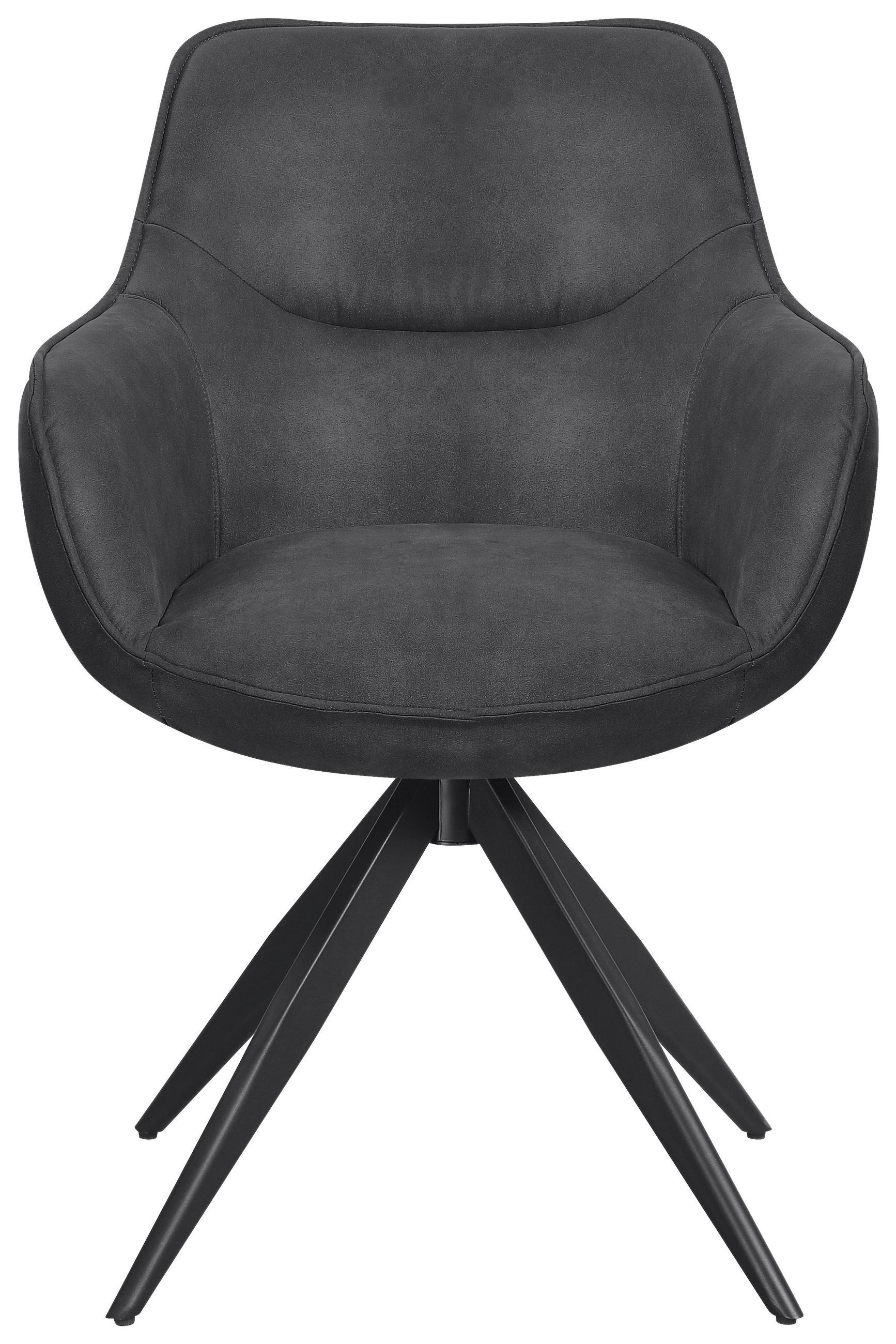 ARMLEHNSTUHL  in Eisen Mikrofaser  - Dunkelgrau/Schwarz, Design, Textil/Metall (64/86/63cm) - Carryhome