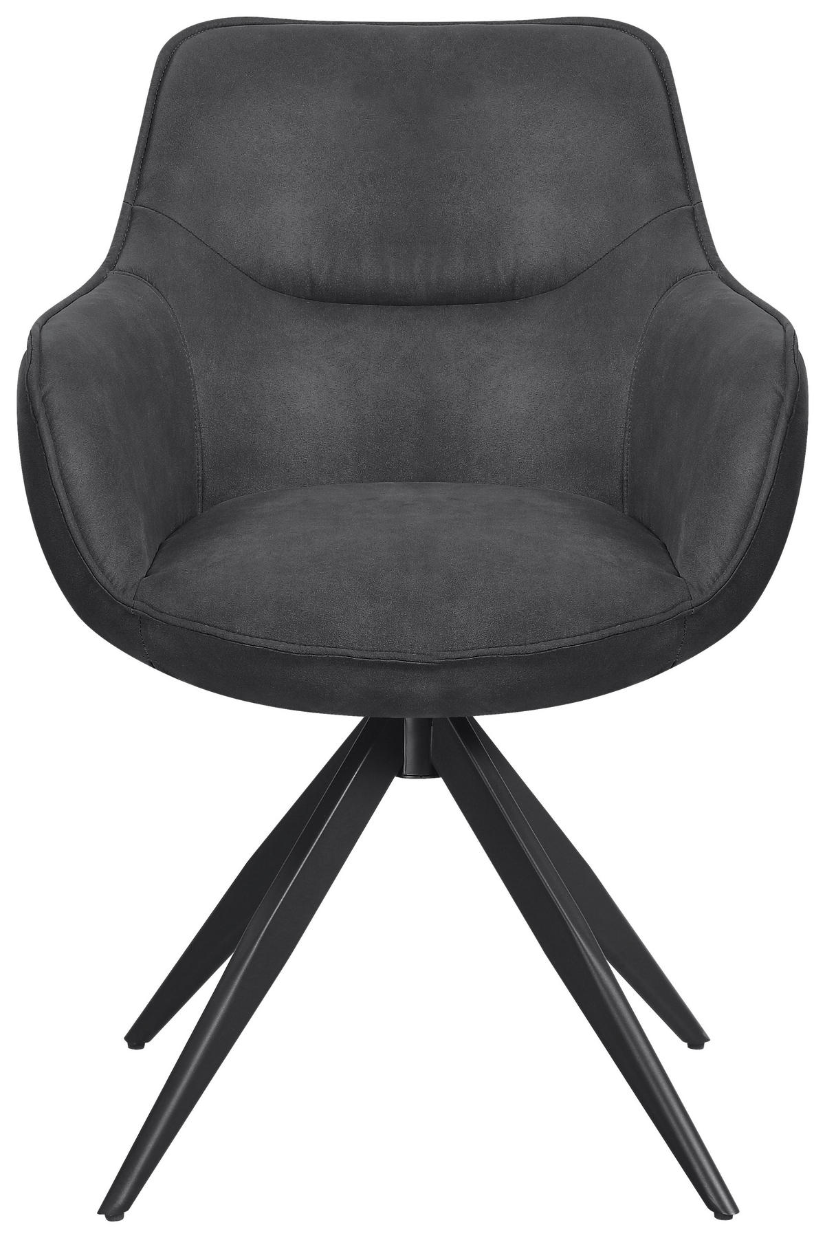 ARMLEHNSTUHL  in Eisen Mikrofaser  - Dunkelgrau/Schwarz, Design, Textil/Metall (64/86/63cm) - Carryhome