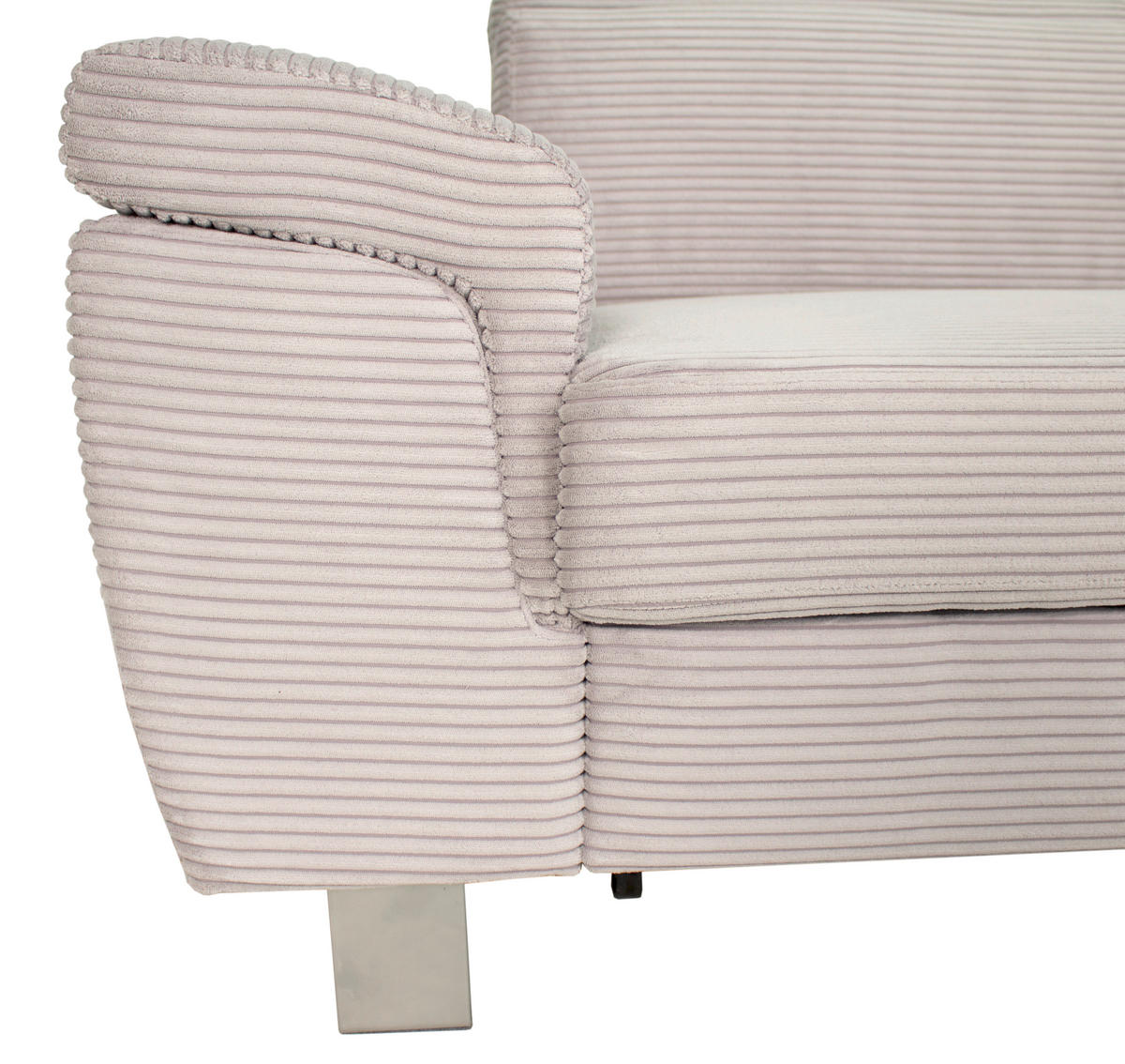 ECKSOFA in Cord Hellgrau  - Silberfarben/Hellgrau, Design, Textil/Metall (250/167cm) - Xora