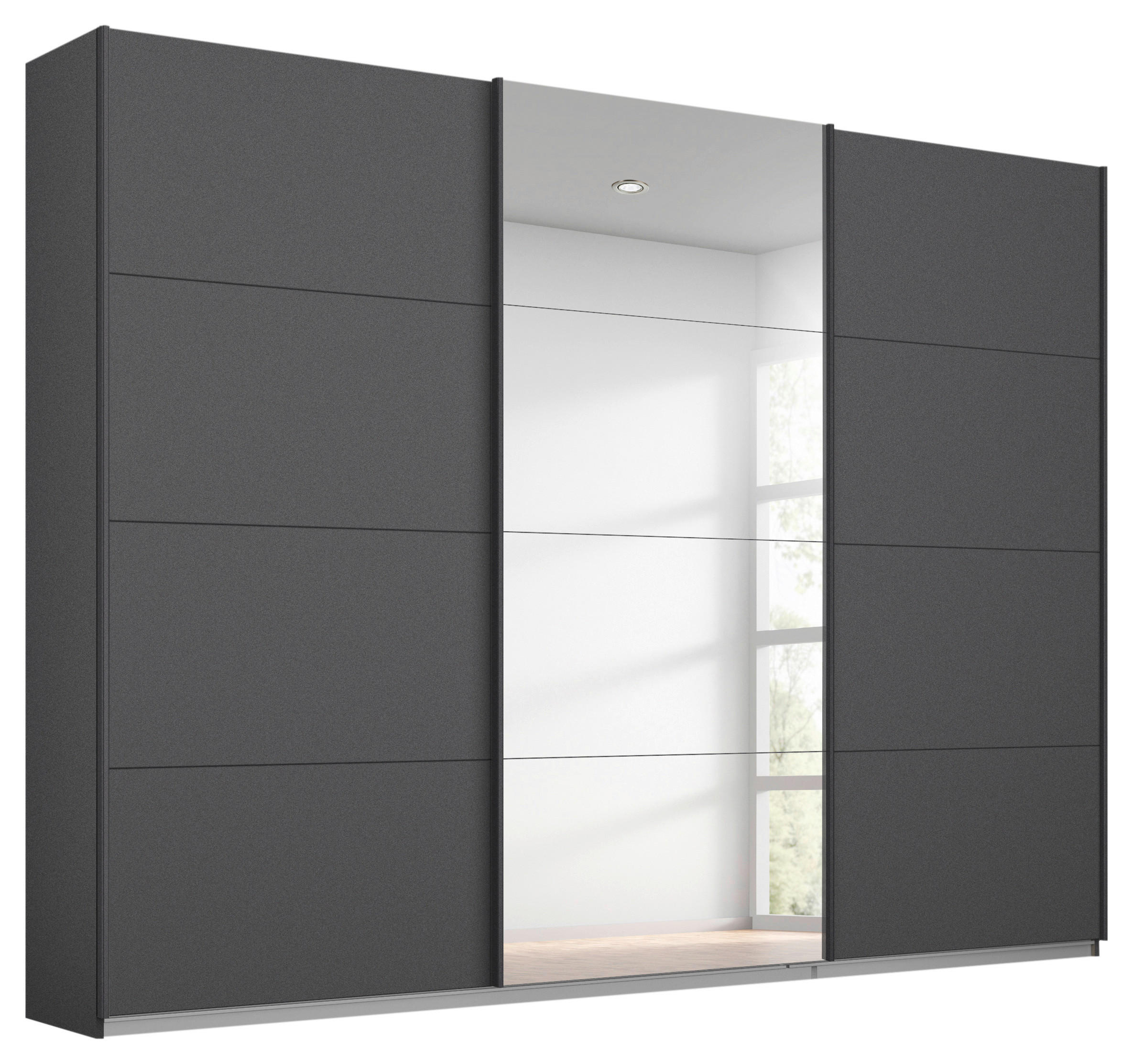 FÜGGESZTETT TOLÓAJTÓS SZEKRÉN szürke  - sötétszürke/szürke, Design, faalapú anyag/Üveg (270/230/62cm) - Xora