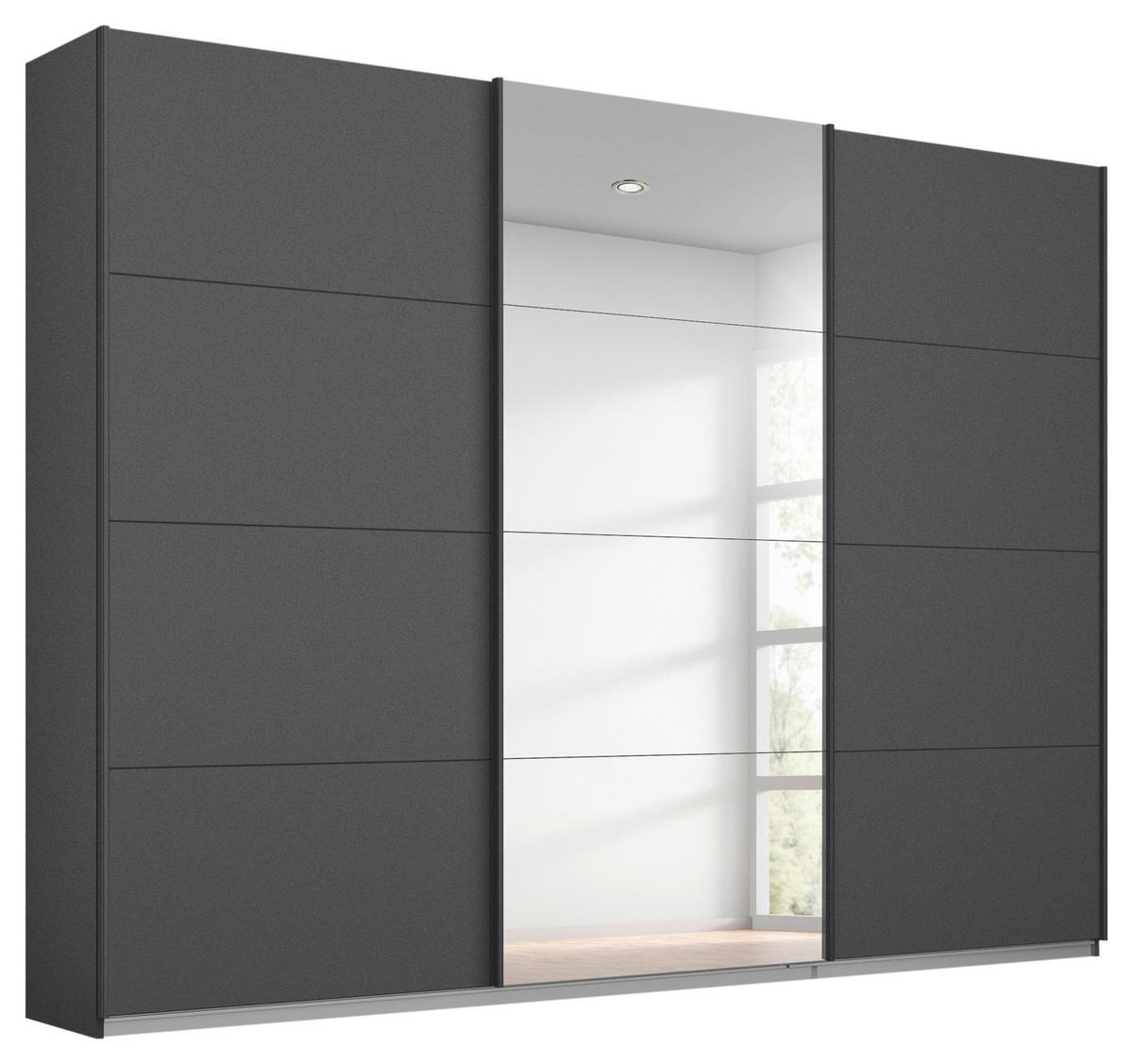 FÜGGESZTETT TOLÓAJTÓS SZEKRÉN szürke  - sötétszürke/szürke, Design, faalapú anyag/Üveg (270/230/62cm) - Xora