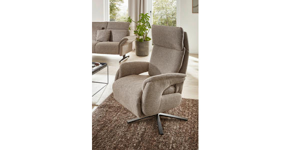 RELAXSESSEL Chenille Relaxfunktion, Rücken echt - Graubraun/Schwarz, KONVENTIONELL, Textil/Metall (70/117/85cm) - Dieter Knoll