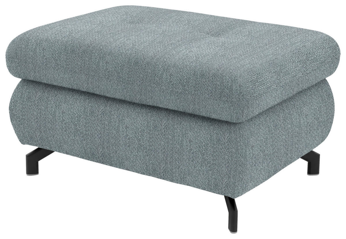 ECKSOFA in Chenille Blaugrau  - Blaugrau/Schwarz, Design, Textil/Metall (220/310cm) - Beldomo Style