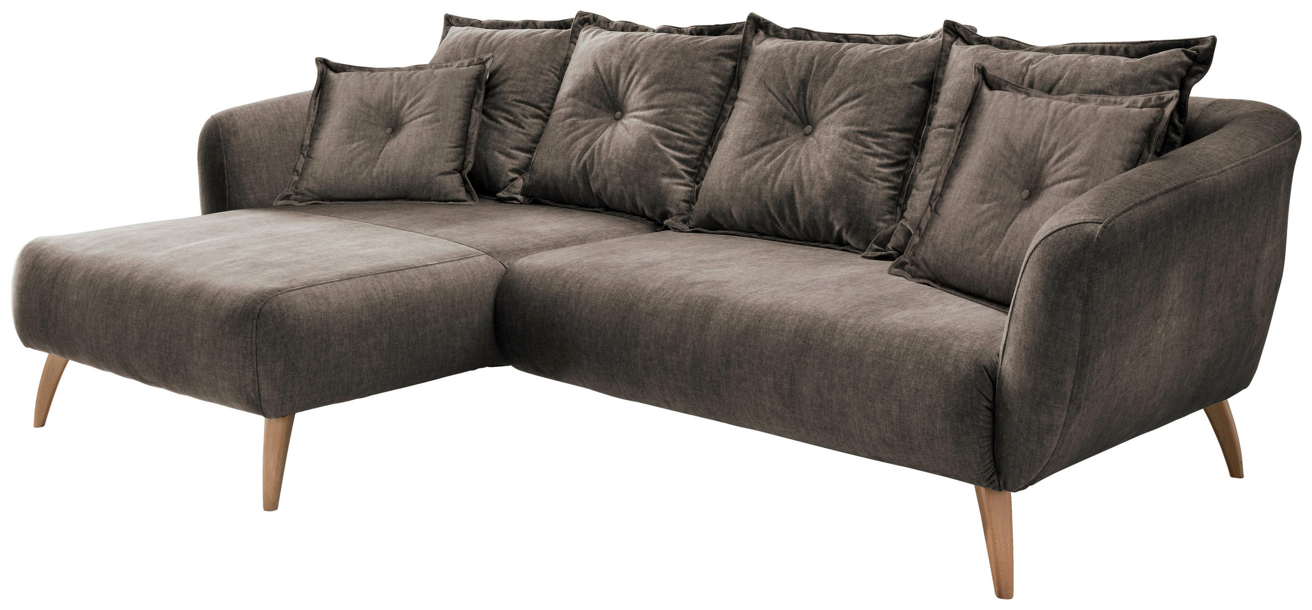 ECKSOFA in Velours Braun  - Buchefarben/Braun, Modern, Holz/Textil (162/277cm) - Livetastic