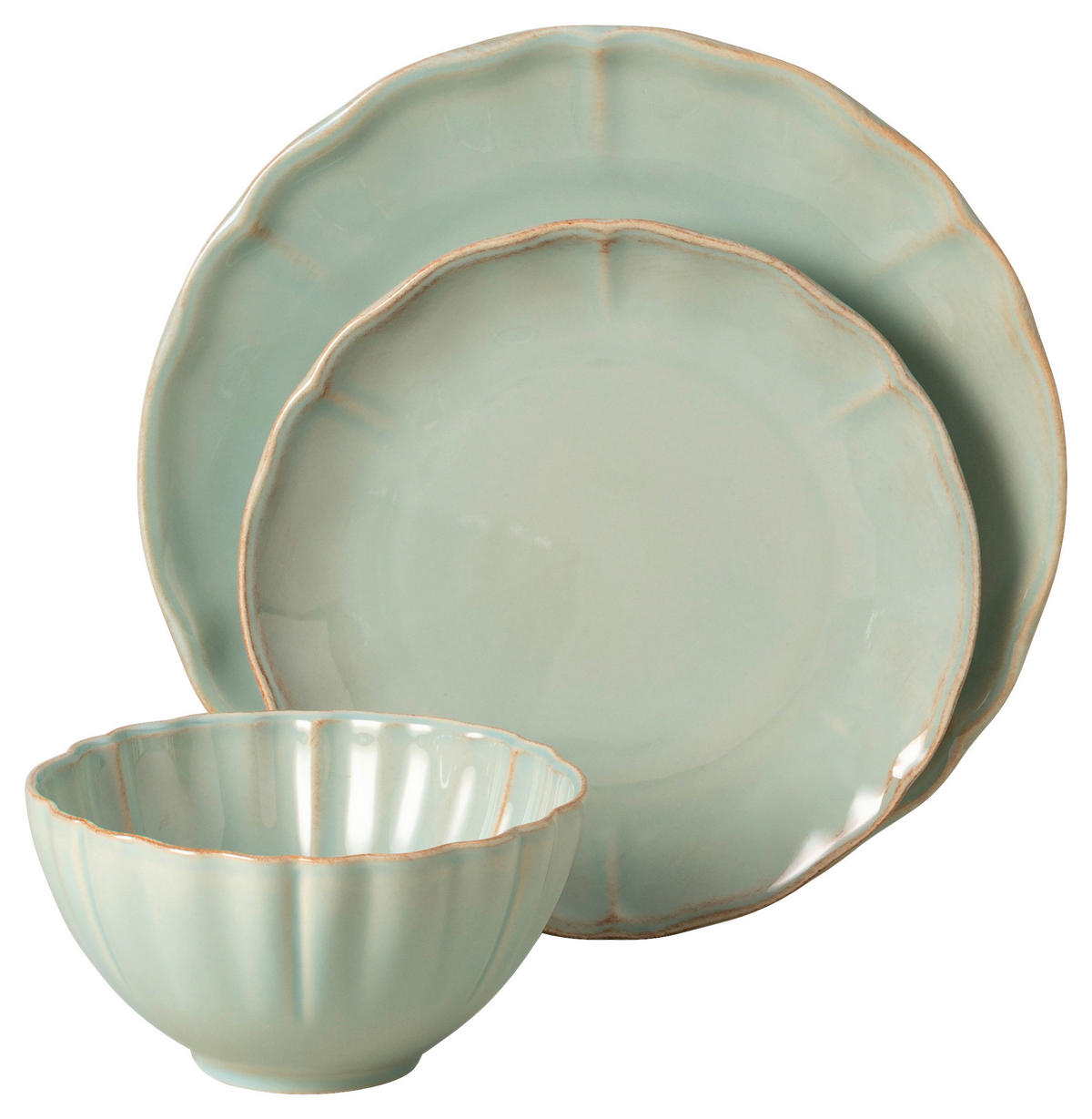 KOMBISERVICE Türkis ALENTEJO 12-teilig 4 Personen  - Türkis, Basics, Keramik - Costa Nova