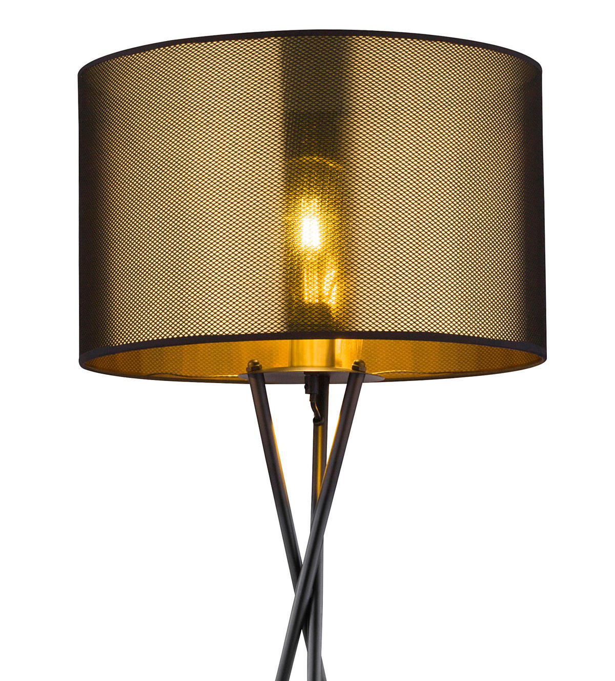 STEHLEUCHTE - Goldfarben/Schwarz, Design, Kunststoff/Textil (48,5/159cm) - Globo